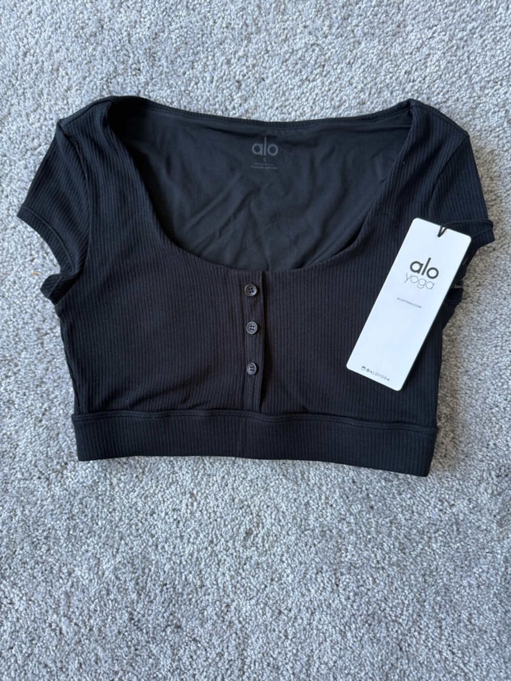 ALO Yoga Black Blissful Henley Top